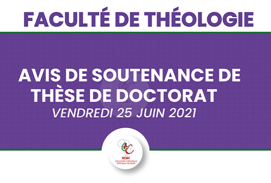 COMMUNIQUE – AVIS DE SOUTENANCE DE THESE DE DOCTORAT