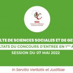 CONCOURS D'ENTREE EN 1ère ANNEE DE LA FSSG SESSION DU 07 MAI 2022