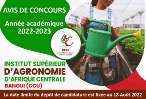Concours d’entrée à l’Institut Supérieur d’Agronomie d'Afrique Centrale (ISAAC) de Bangui - Année académique 2022-2023