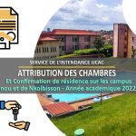 Attribution des Chambres et Confirmation de Résidence - Année académique 2022 - 2023