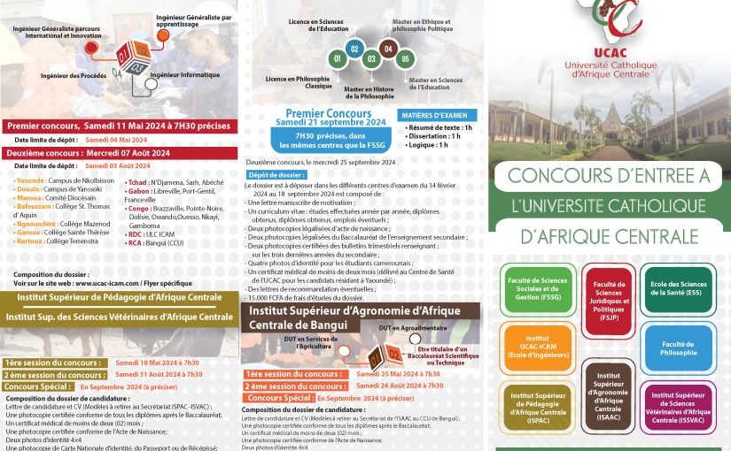 CONCOURS D’ENTREE A L'UNIVERSITE CATHOLIQUE D’AFRIQUE CENTRALE 2024-2025