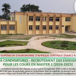 Appel à candidatures ISAAC Bangui - Recrutement des enseignants pour les cours en Master 1 académique 2024 – 2025