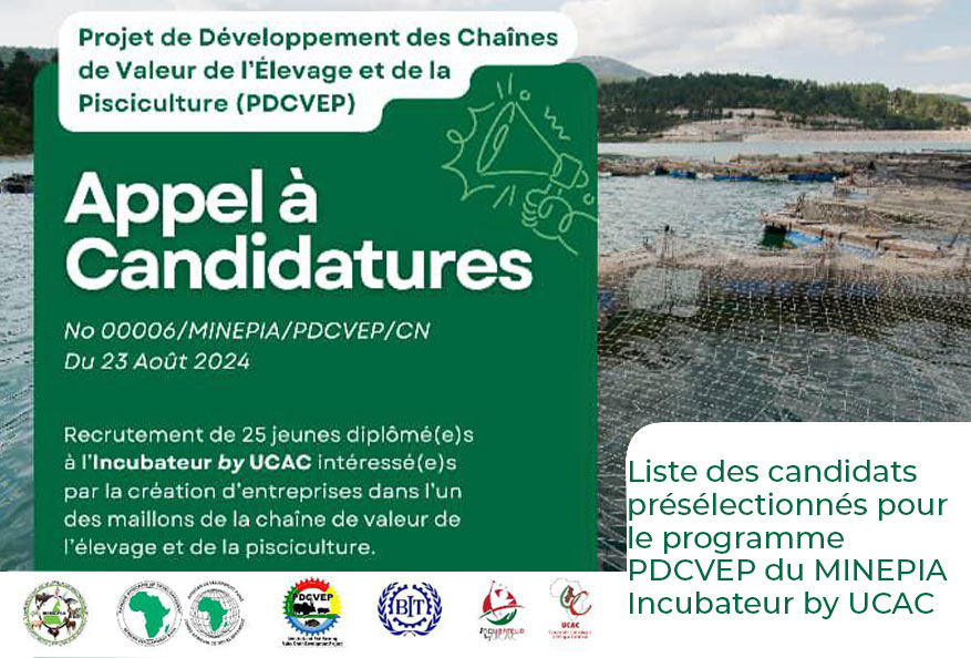 Liste des candidats présélectionnés pour le programme PDCVEP du MINEPIA –  Incubateur by UCAC