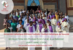 Récollection en cours des étudiants de l’UCAC à la paroisse Sainte Anne d’Efok