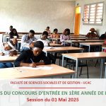 Résultats du concours d’Entrée en 1ère Année de la FSSG - Session du 03 mai 2025