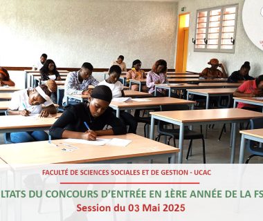 Résultats du concours d’Entrée en 1ère Année de la FSSG - Session du 03 mai 2025
